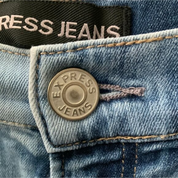 EXPRESS LADIES REGULAR LEGGINGS HIGH RISE ACID WASH 5 POCKET DENIM JEANS EUC 4 - Picture 3 of 10